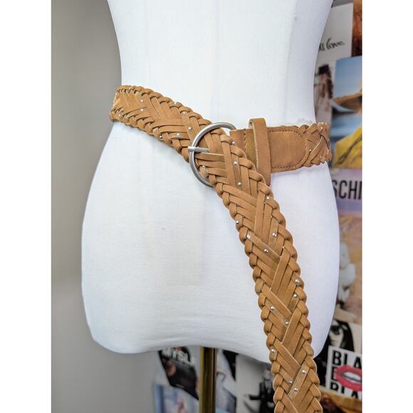 Brown Studded Braided Belt - Picture 1 of 4